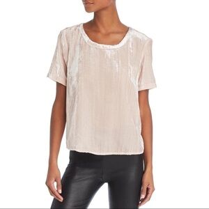 𝅺splendid Crushed Velvet Pink Beige Blouse